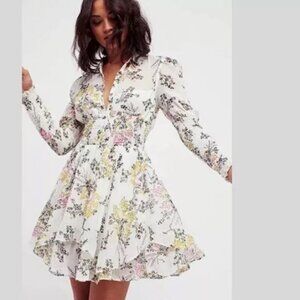 Free People Fake Pretend Floral Babydoll Mini Dress